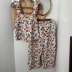 LOFT floral tank top and capri pajama/lounge set- 21” inseam